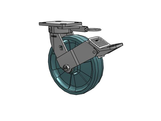 120 Series Top Plate Swivel Caster with 8 x 2 Black Nylon NG - Maxim Nylon - Prevenz Antimicrobial Wheel and Stainless Steel Face Brake