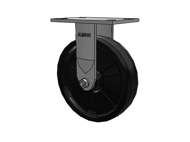 120 Series Top Plate Rigid Caster with 8 x 2 Black Nylon NG - Maxim Nylon Wheel