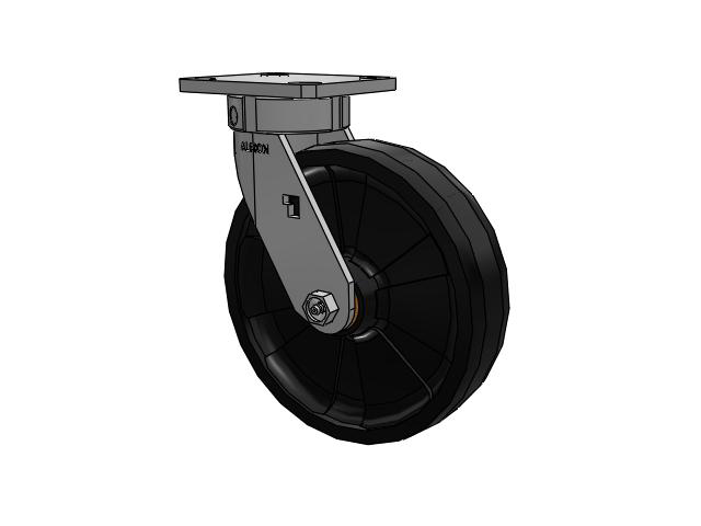 120 Series Top Plate Swivel Caster with 8 x 2 Black Nylon NG - Maxim Nylon Wheel