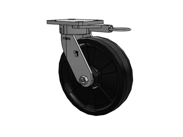 120 Series Top Plate Swivel Caster with 8 x 2 Black Nylon NG - Maxim Nylon Wheel