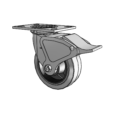4 Series 2 Inch Wide Top Plate Swivel Caster with 6 x 2 Performa Rubber (Flat/Conductive) Wheel and Total Lock Brake