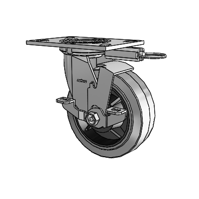 4 Series 2 Inch Wide Top Plate Swivel Caster with 6 x 2 Performa Rubber (Flat/Conductive) Wheel and Top Lock Brake