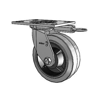 Roulette pivotante de la série 4, à plaque supérieure de 2 pouces de large, équipée de 6 roues en caoutchouc Performa de 2 pouces (plates/conductrices)