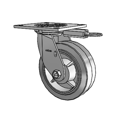 4 Series 2 Inch Wide Top Plate Swivel Caster with 6 x 2 Performa Rubber (Flat/Grey) Wheel