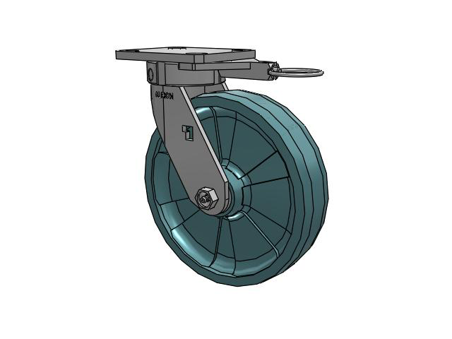 120 Series Top Plate Swivel Caster with 8 x 2 Black Nylon NG - Maxim Nylon - Prevenz Antimicrobial Wheel