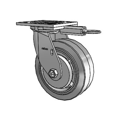 4 Series 2 Inch Wide Top Plate Swivel Caster with 6 x 2 Performa Rubber (Flat/Grey) Wheel
