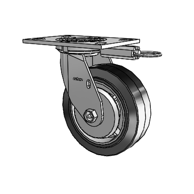 4 Series 2 Inch Wide Top Plate Swivel Caster with 6 x 2 Performa Rubber (Flat/Black) Wheel