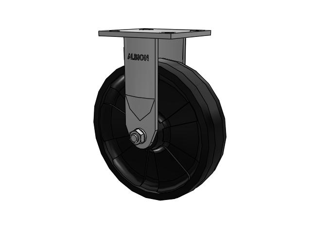 120 Series Top Plate Rigid Caster with 8 x 2 Black Nylon NG - Maxim Nylon Wheel