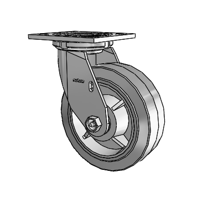 4 Series 2 Inch Wide Top Plate Swivel Caster with 6 x 2 Performa Rubber (Flat/Grey) Wheel