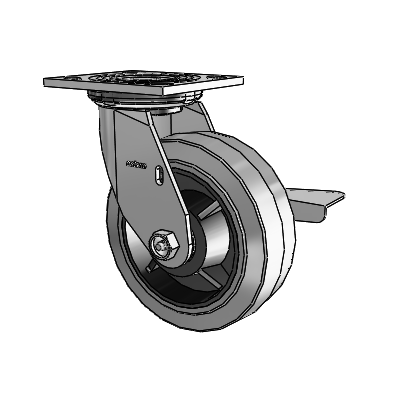 4 Series 2 Inch Wide Top Plate Swivel Caster with 6 x 2 Performa Rubber (Flat/Conductive) Wheel and Side Lock Brake
