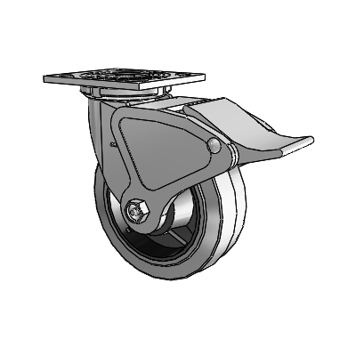 4 Series 2 Inch Wide Top Plate Swivel Caster with 6 x 2 Performa Rubber (Flat/Conductive) Wheel and Total Lock Brake