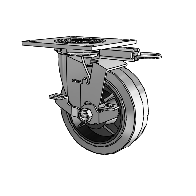 4 Series 2 Inch Wide Top Plate Swivel Caster with 6 x 2 Performa Rubber (Flat/Conductive) Wheel and Top Lock Brake