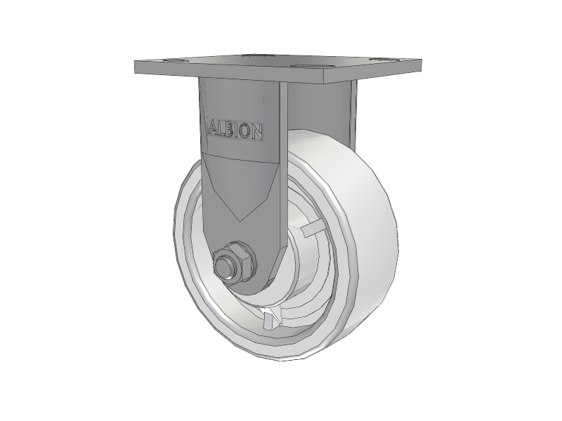 120 Series Top Plate Rigid Caster with 5 x 2 White Nylon NW - White Nylon Wheel
