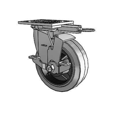 4 Series 2 Inch Wide Top Plate Swivel Caster with 6 x 2 Performa Rubber (Flat/Conductive) Wheel and Top Lock Brake
