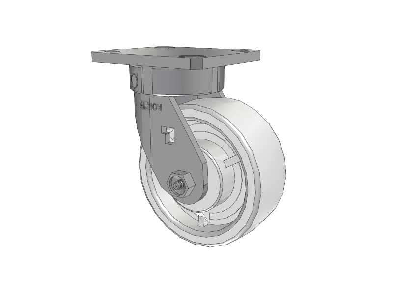 120 Series Top Plate Swivel Caster with 5 x 2 White Nylon NW - White Nylon Wheel