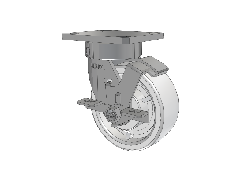 120 Series Top Plate Swivel Caster with 5 x 2 White Nylon NW - White Nylon Wheel and Stainless Steel Face Brake