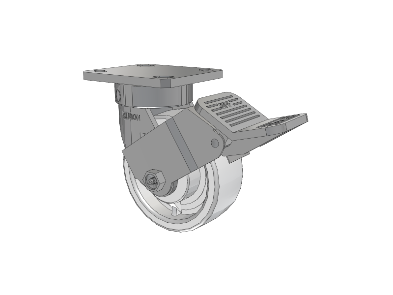 120 Series Top Plate Swivel Caster with 5 x 2 White Nylon NW - White Nylon Wheel and Stainless Steel Face Brake