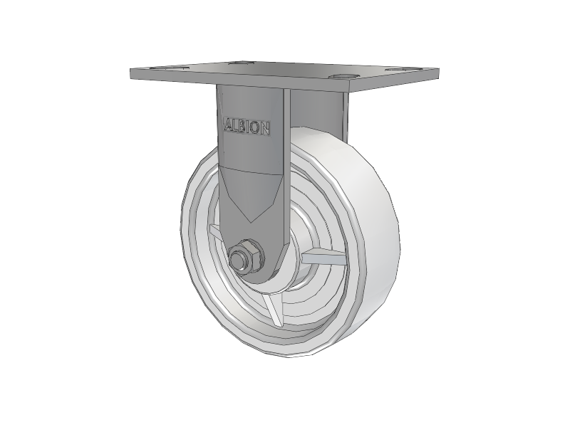 120 Series Top Plate Rigid Caster with 6 x 2 White Nylon NW - White Nylon Wheel