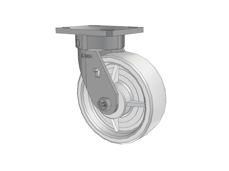 120 Series Top Plate Swivel Caster with 6 x 2 White Nylon NW - White Nylon Wheel