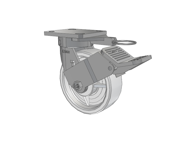 120 Series Top Plate Swivel Caster with 6 x 2 White Nylon NW - White Nylon Wheel and Stainless Steel Face Brake