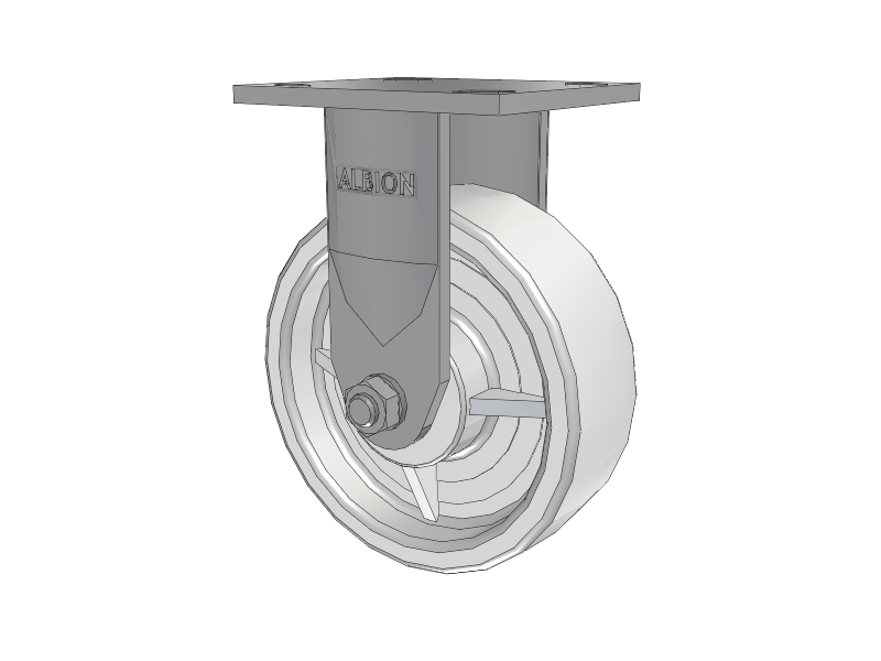 120 Series Top Plate Rigid Caster with 6 x 2 White Nylon NW - White Nylon Wheel