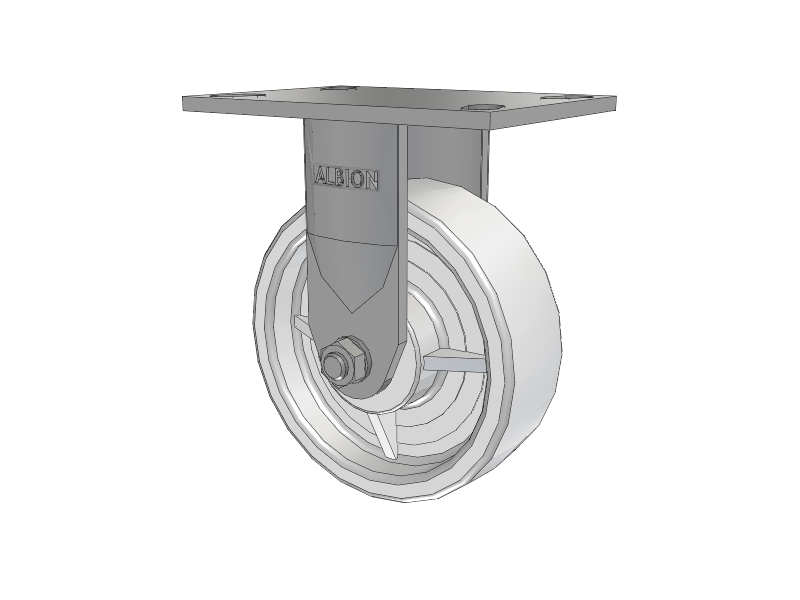 120 Series Top Plate Rigid Caster with 6 x 2 White Nylon NW - White Nylon Wheel