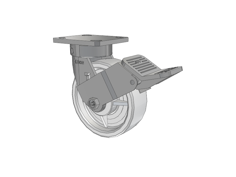 120 Series Top Plate Swivel Caster with 6 x 2 White Nylon NW - White Nylon Wheel and Stainless Steel Face Brake
