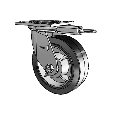4 Series 2 Inch Wide Top Plate Swivel Caster with 6 x 2 Performa Rubber (Flat/Black) Wheel