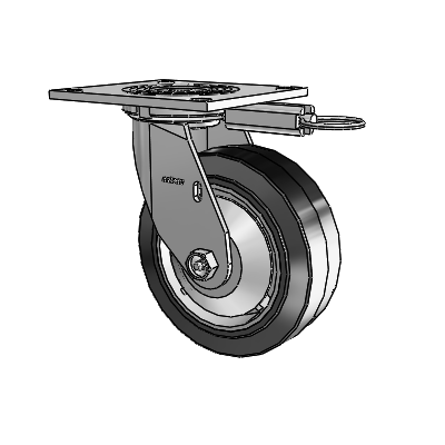 4 Series 2 Inch Wide Top Plate Swivel Caster with 6 x 2 Performa Rubber (Flat/Black) Wheel