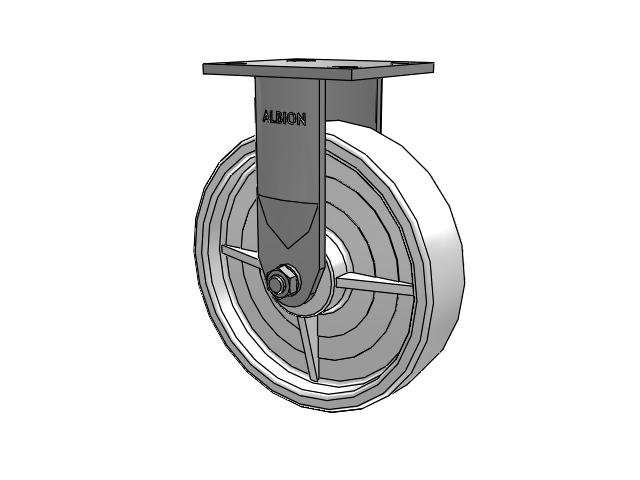 120 Series Top Plate Rigid Caster with 8 x 2 White Nylon NW - White Nylon Wheel
