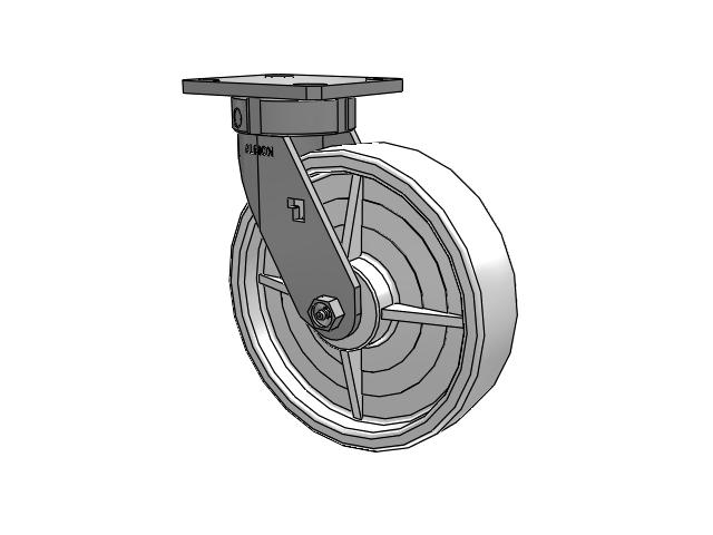 120 Series Top Plate Swivel Caster with 8 x 2 White Nylon NW - White Nylon Wheel