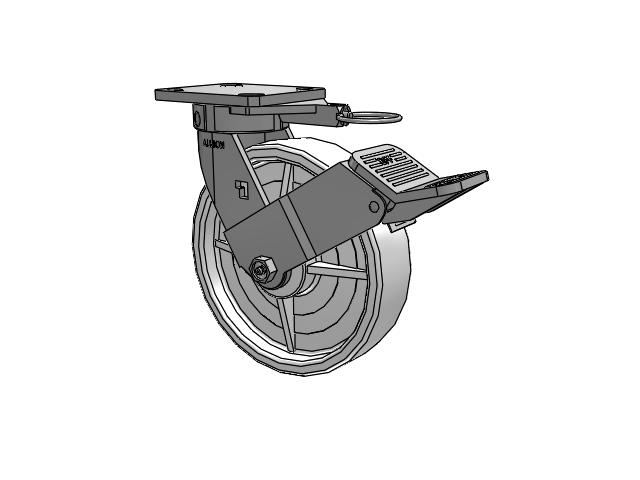 120 Series Top Plate Swivel Caster with 8 x 2 White Nylon NW - White Nylon Wheel and Stainless Steel Face Brake