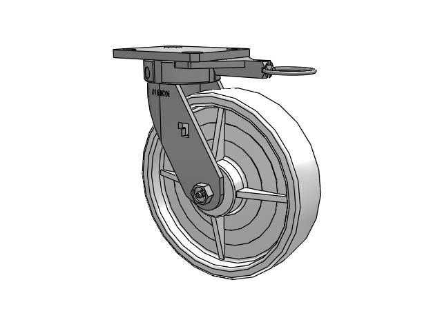 120 Series Top Plate Swivel Caster with 8 x 2 White Nylon NW - White Nylon Wheel
