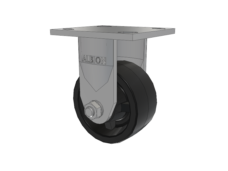 120 Series Top Plate Rigid Caster with 4 x 2 Black Polypropylene PB - Polypropylene Wheel