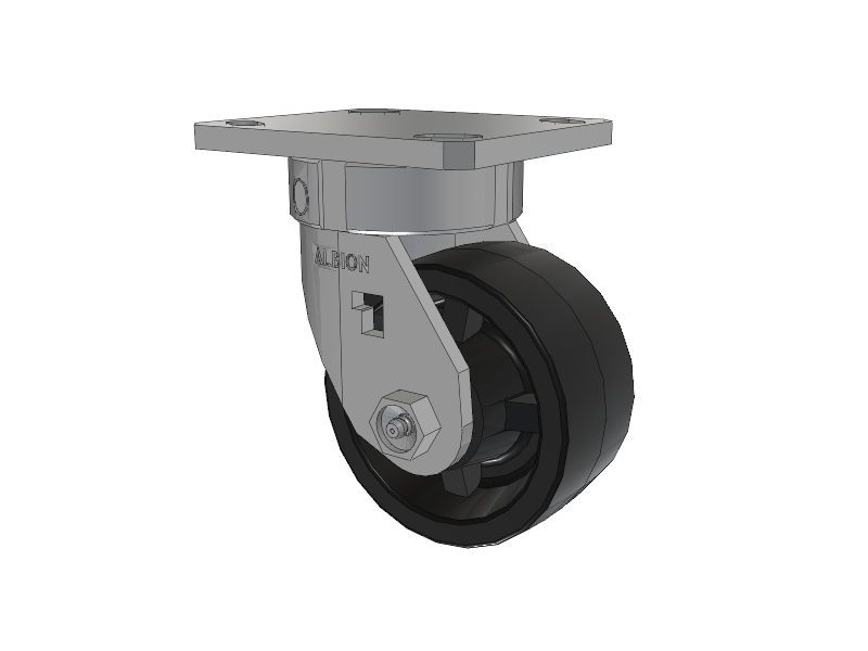 120 Series Top Plate Swivel Caster with 4 x 2 Black Polypropylene PB - Polypropylene Wheel
