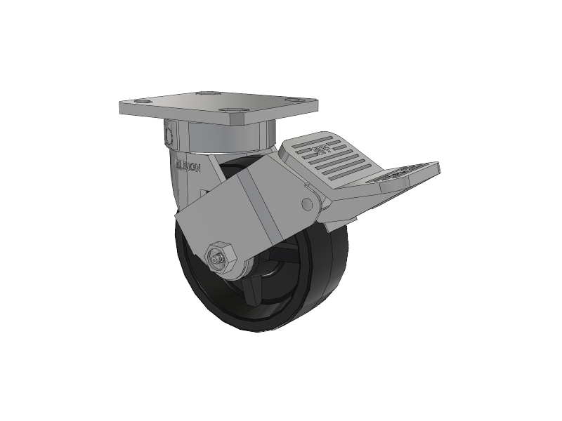 120 Series Top Plate Swivel Caster with 5 x 2 Black Polypropylene PB - Polypropylene Wheel and Stainless Steel Face Brake