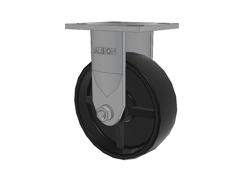 120 Series Top Plate Rigid Caster with 6 x 2 Black Polypropylene PB - Polypropylene Wheel
