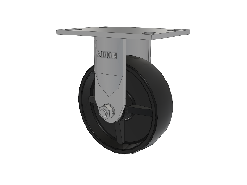 120 Series Top Plate Rigid Caster with 6 x 2 Black Polypropylene PB - Polypropylene Wheel