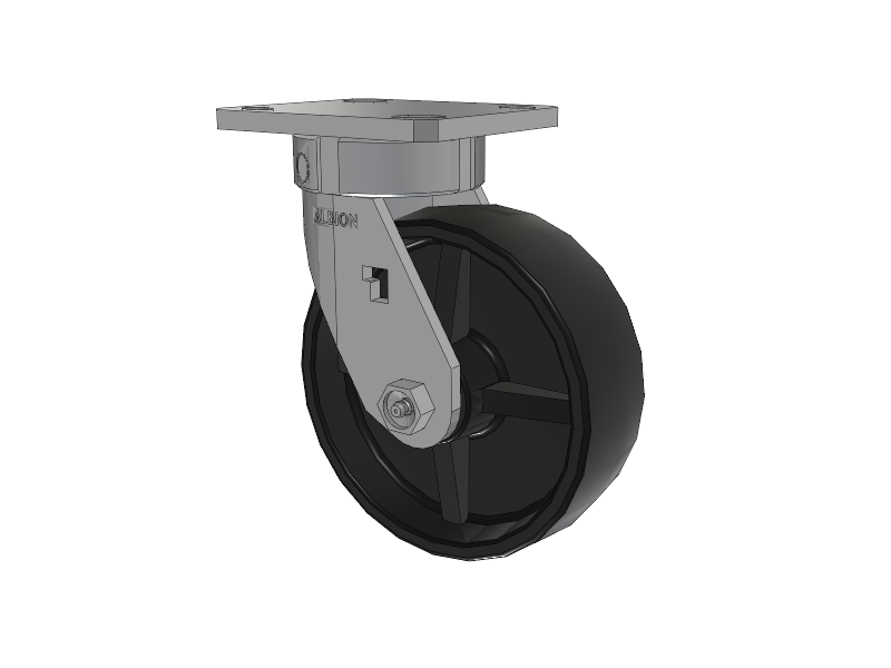 120 Series Top Plate Swivel Caster with 6 x 2 Black Polypropylene PB - Polypropylene Wheel