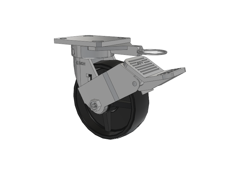 120 Series Top Plate Swivel Caster with 6 x 2 Black Polypropylene PB - Polypropylene Wheel and Stainless Steel Face Brake