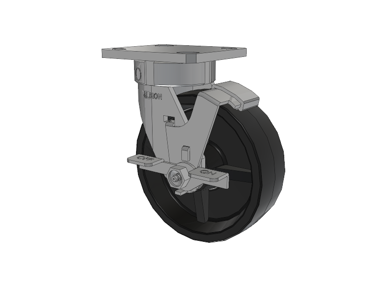 120 Series Top Plate Swivel Caster with 6 x 2 Black Polypropylene PB - Polypropylene Wheel and Stainless Steel Face Brake