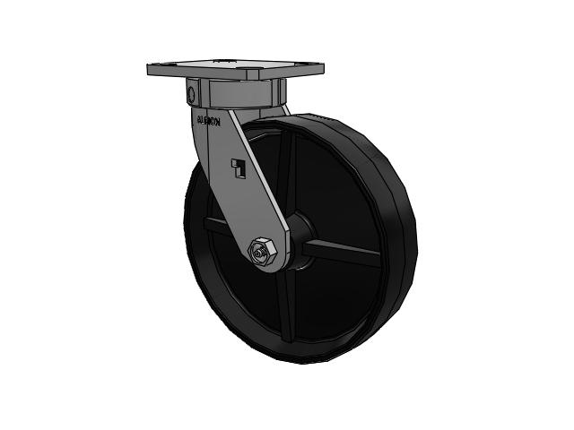 120 Series Top Plate Swivel Caster with 8 x 2 Black Polypropylene PB - Polypropylene Wheel