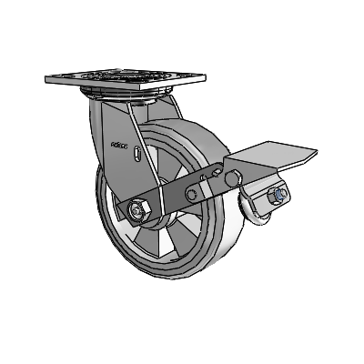 4 Series 2 Inch Wide Top Plate Swivel Caster with 6 x 2 Trans-forma (Flat) Wheel and Tread Lock Brake