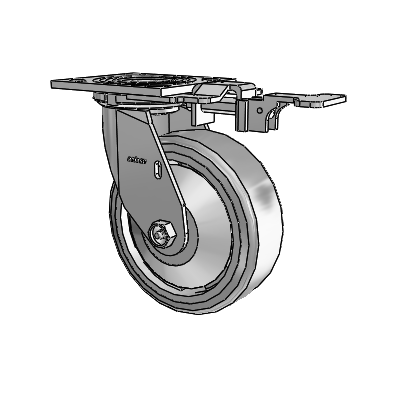 4 Series 2 Inch Wide Top Plate Swivel Caster with 6 x 2 Trans-forma (Flat) Wheel