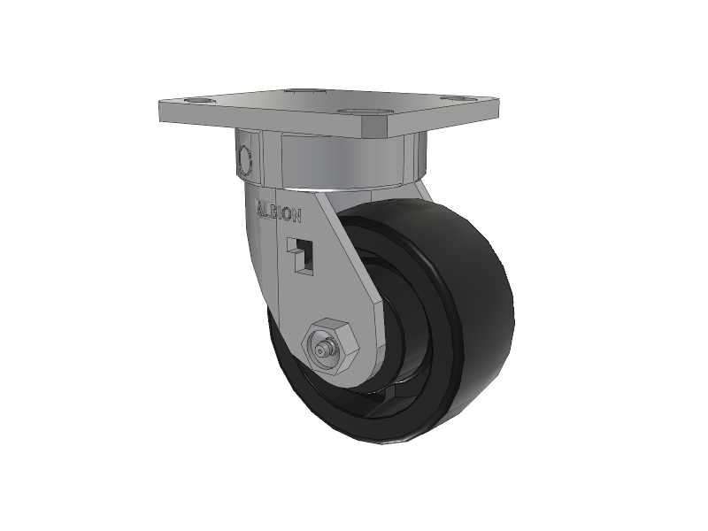 120 Series Top Plate Swivel Caster with 4 x 2 Black Polypropylene RT - Glass-Filled Polypropylene Wheel