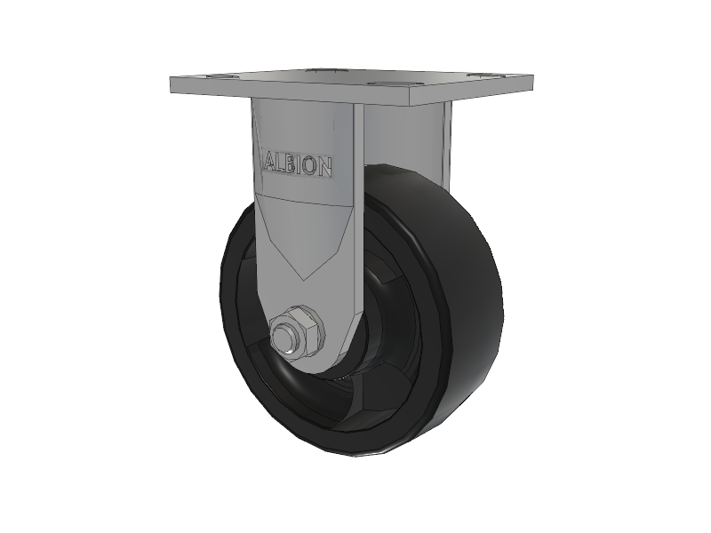 120 Series Top Plate Rigid Caster with 5 x 2 Black Polypropylene RT - Glass-Filled Polypropylene Wheel