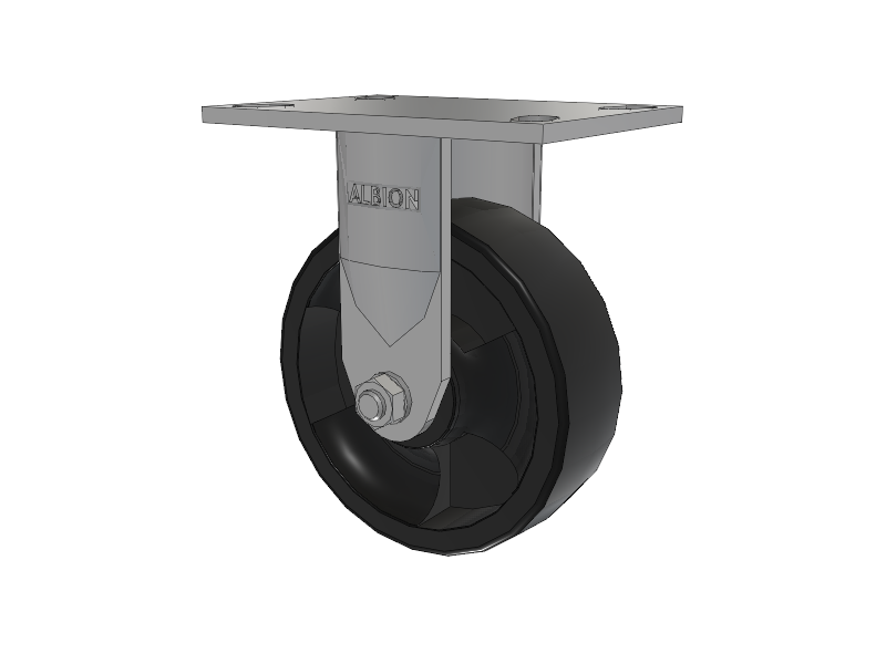 120 Series Top Plate Rigid Caster with 6 x 2 Black Polypropylene RT - Glass-Filled Polypropylene Wheel