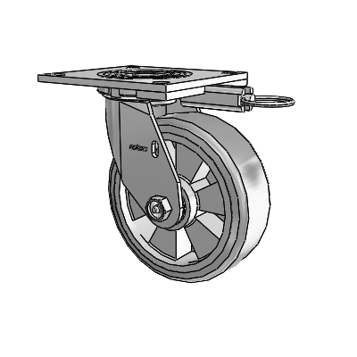 4 Series 2 Inch Wide Top Plate Swivel Caster with 6 x 2 Trans-forma (Flat) Wheel