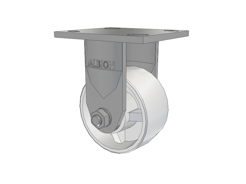 120 Series Top Plate Rigid Caster with 4 x 2 White Polypropylene RW - Polypropylene (Retort) Wheel