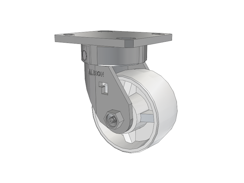 120 Series Top Plate Swivel Caster with 4 x 2 White Polypropylene RW - Polypropylene (Retort) Wheel